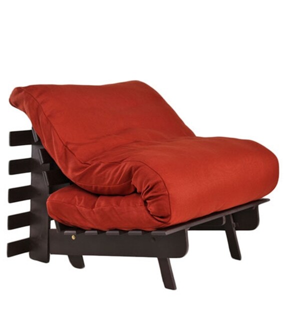 Buy Single Futon Sofa cum Bed with Mattress in Rust Colour by ARRA