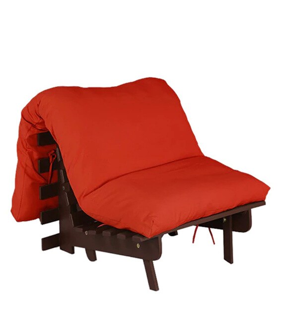 Buy Single Futon with Mattress in Orange Colour by Auspicious Home