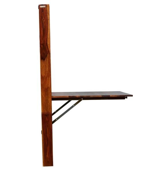 Buy Siramika Solid Wood Wall Mounted Foldable Dining Table in Honey Oak