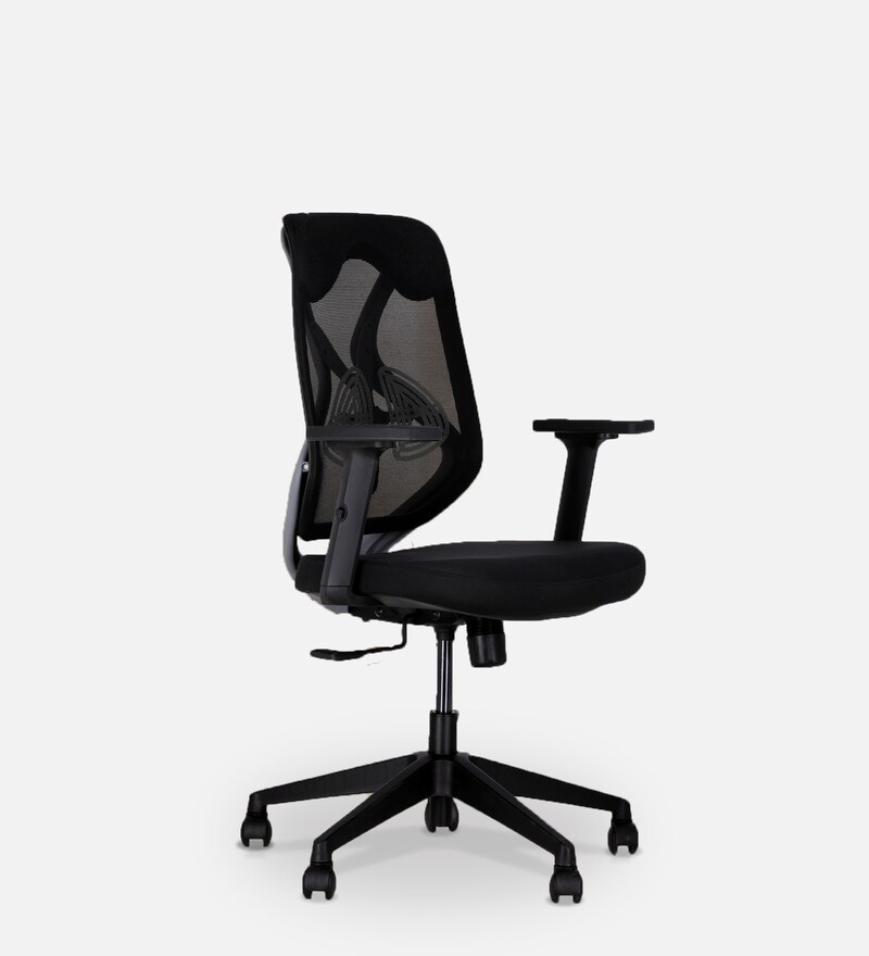 Buy Sila Medium Back Ergonomic Chair In Black Colour By KrissKross