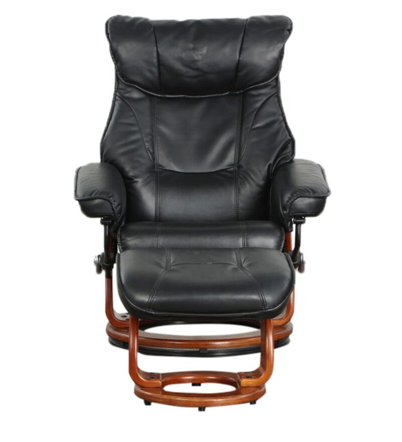 silas lounge chair with footrest black