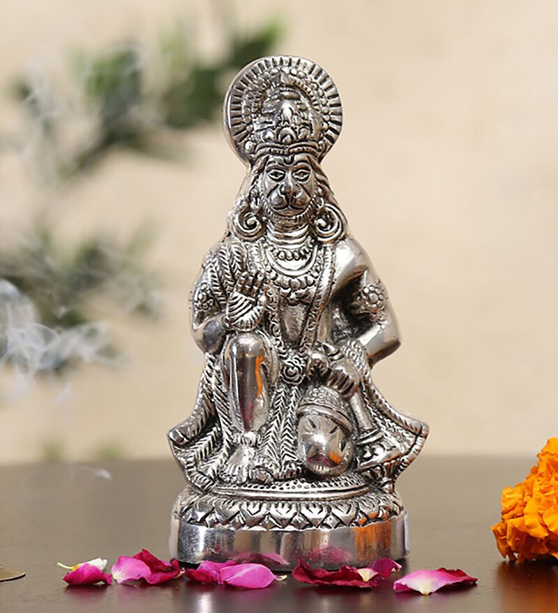 Buy Silver Aluminium Hanuman Hanuman Religious Idol by Handicrafts