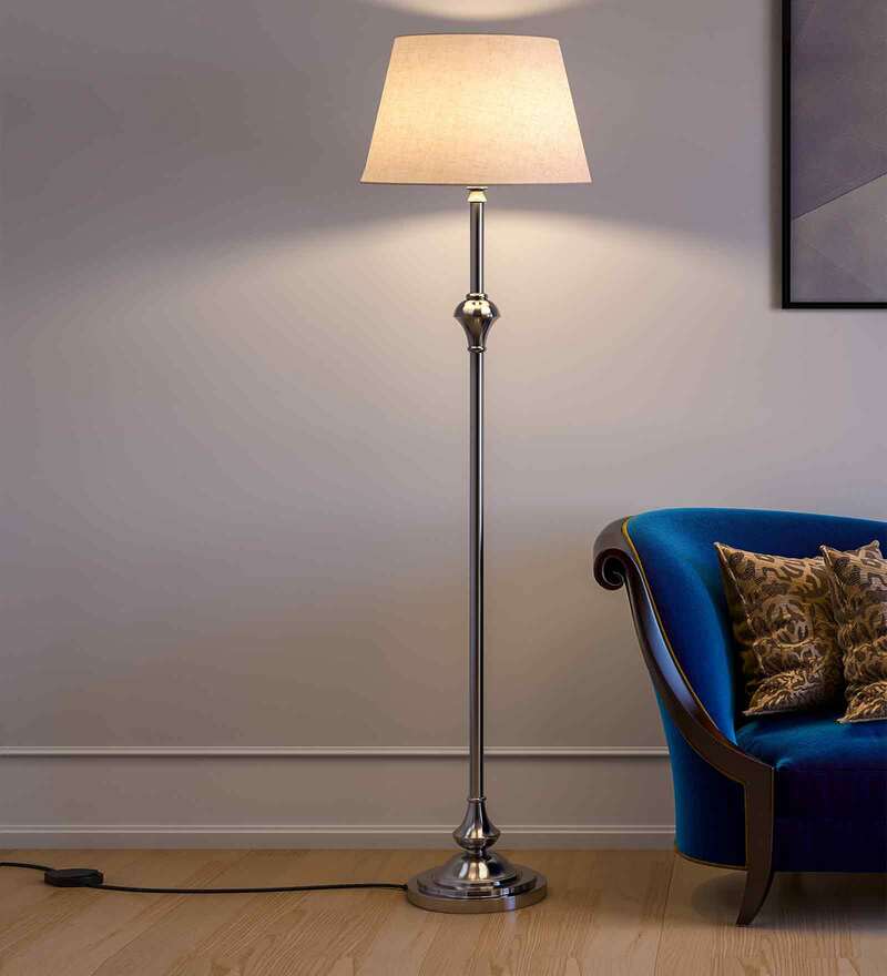 silver floor lamp with shade