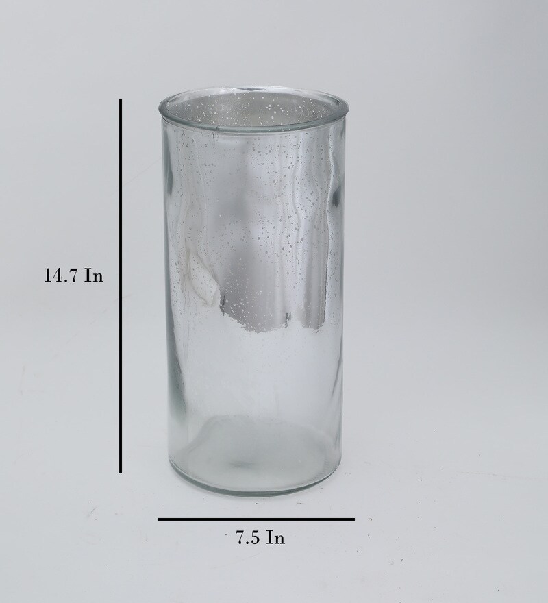 Buy Silver Glass Bergen Cylinder Vase by Oasis Flora Products Online Modern and Contemporary