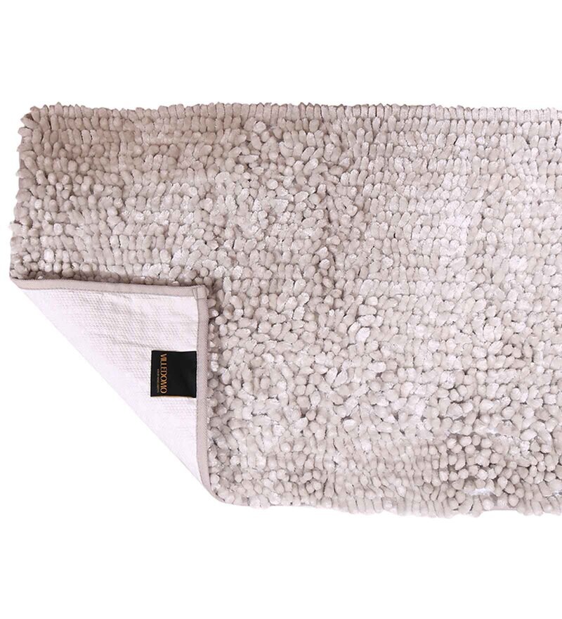 Buy Silver Solid Microfiber Bath Mat by Villedomo Online Solid Colour