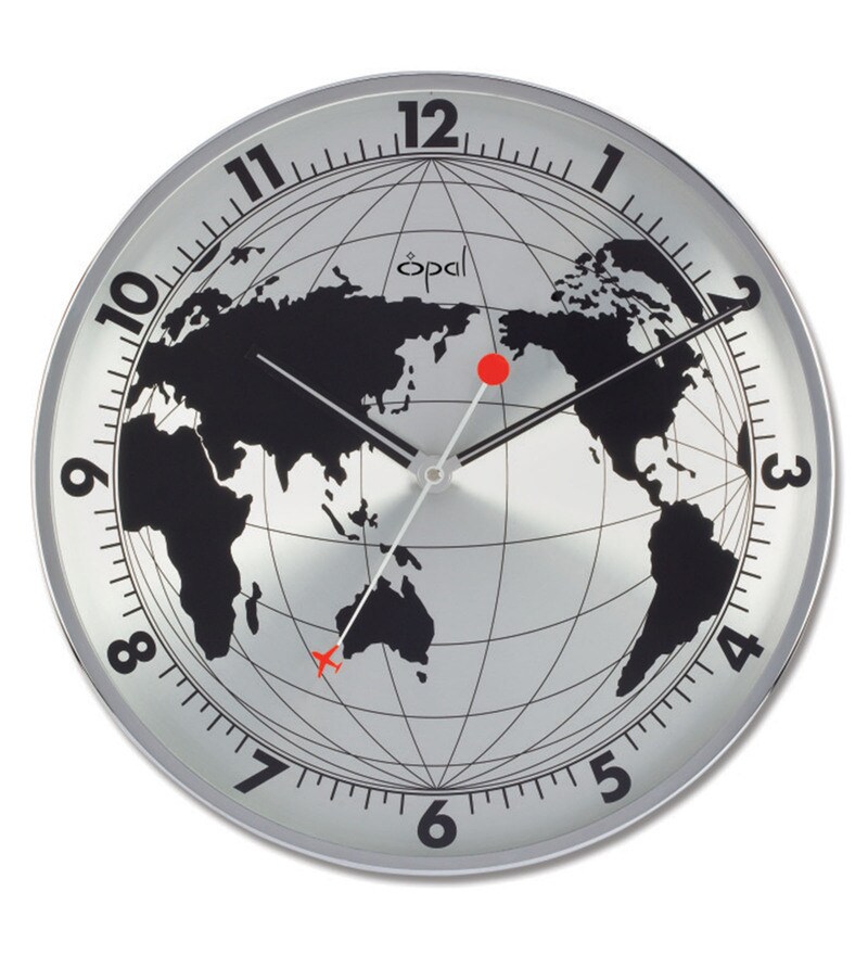 Buy Silver Finish Stainless Steel Wall Clock by Opal Online Modern