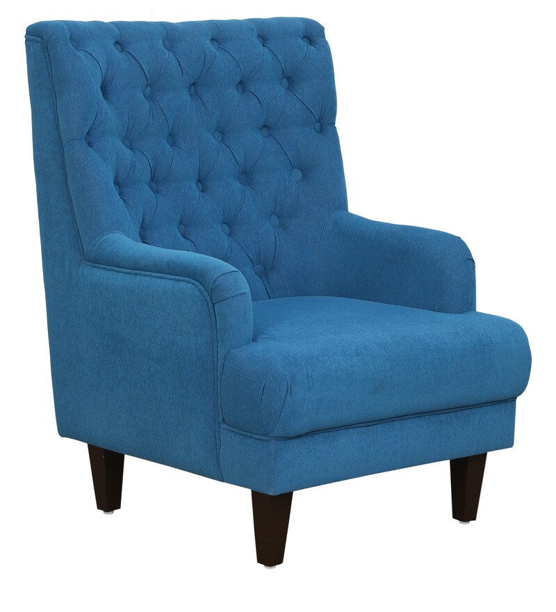 Buy Simon Lounge Chair in Sea Blue Colour CasaCraft By Pepperfry