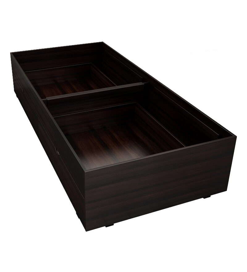 Buy Rhino Single Bed in Wallnut Finish with Drawer Storage by Crystal Furnitech Online Modern