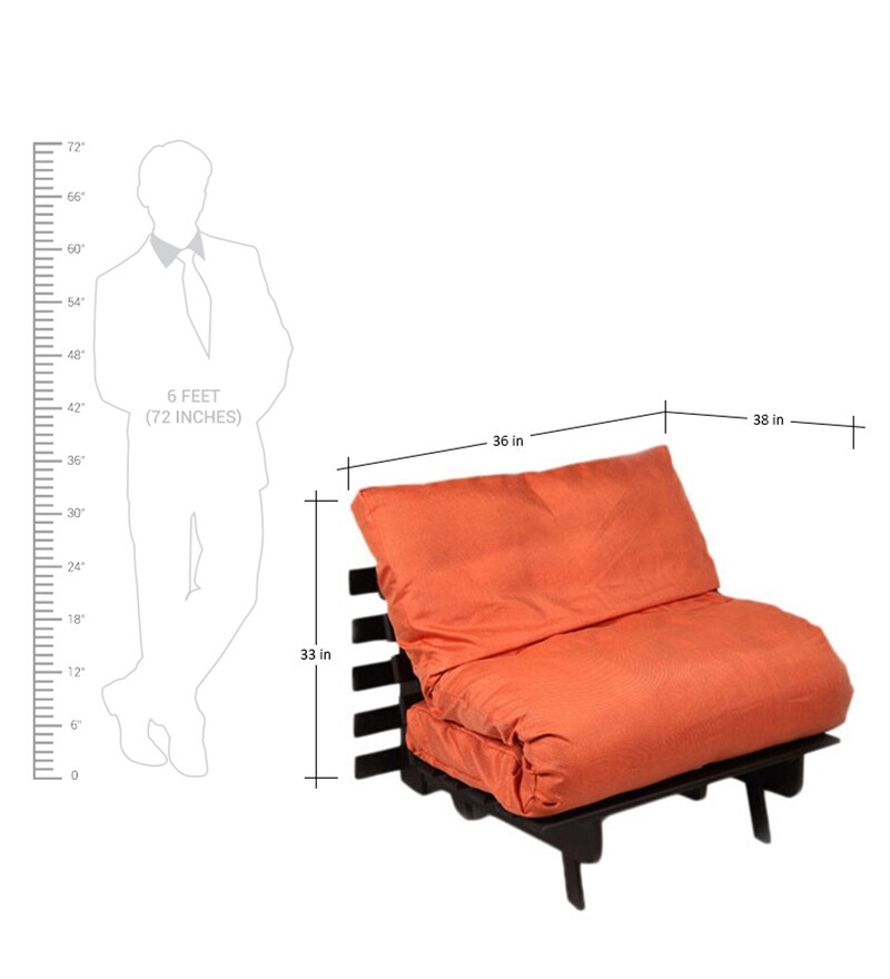 Buy Single Futon in Orange Colour with Mattress by ARRA Online Futons