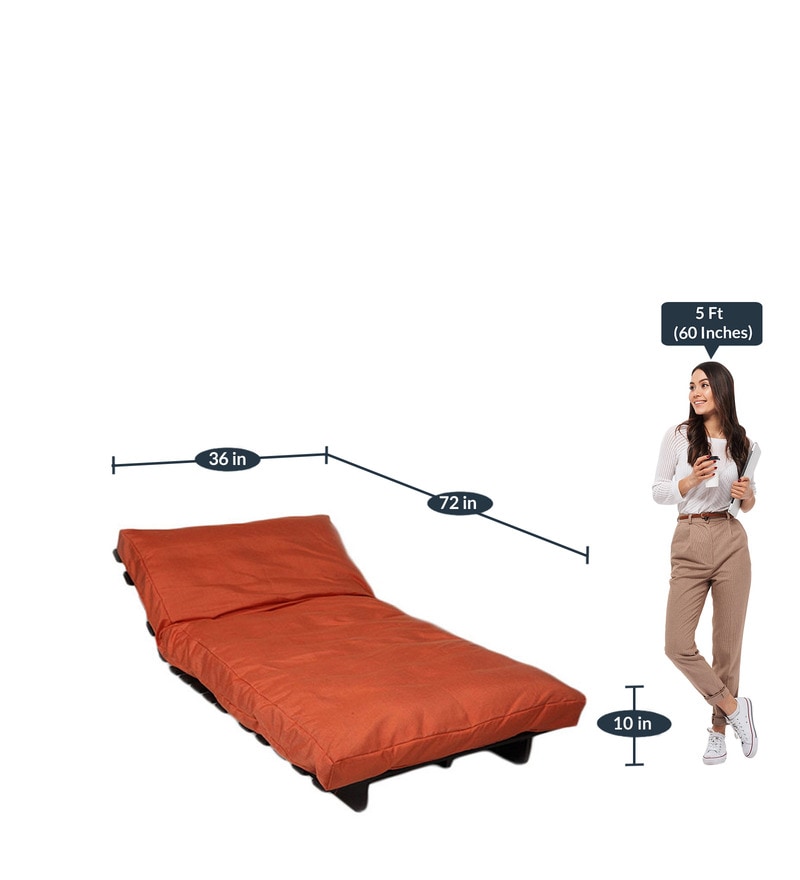 Buy Single Futon in Orange Colour with Mattress by ARRA Online Futons