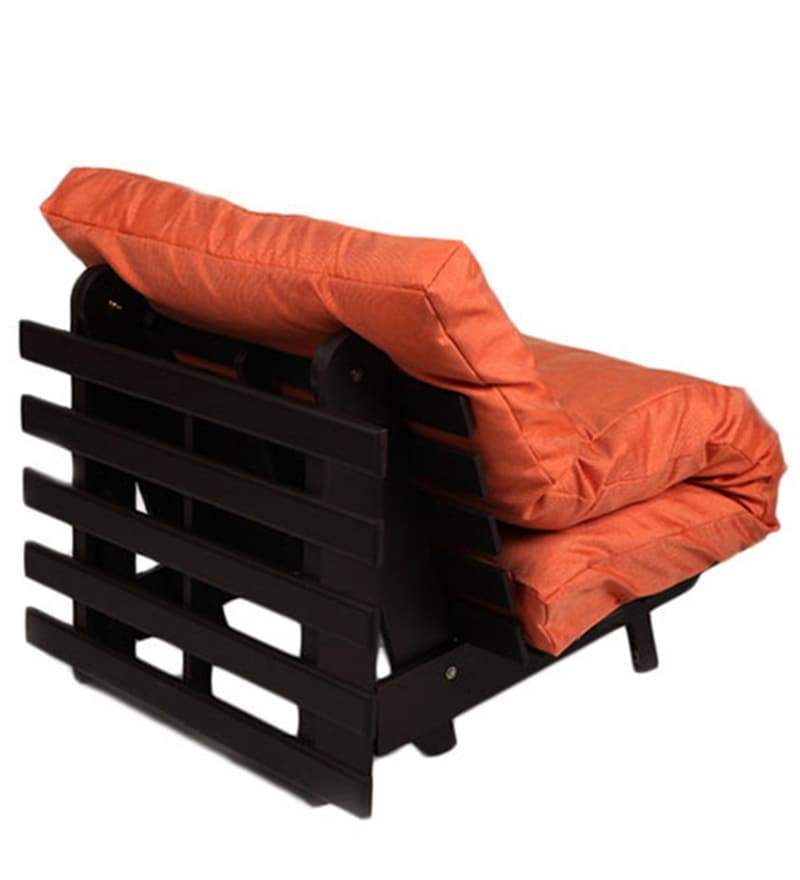 Buy Single Futon in Orange Colour with Mattress by ARRA Online Futons