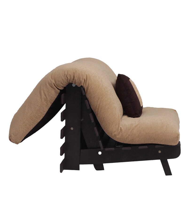 Buy Single Futon With Mattress & Pillow in Light & Dark Brown Colour by
