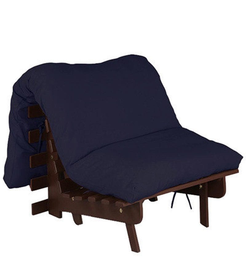 Buy Single Futon with Mattress in Dark Blue Colour by Auspicious Home