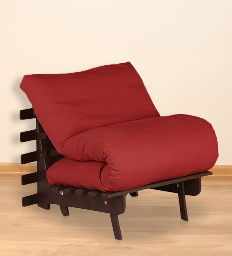 Buy Single Futon with Mattress in Red Colour by Auspicious Home Online
