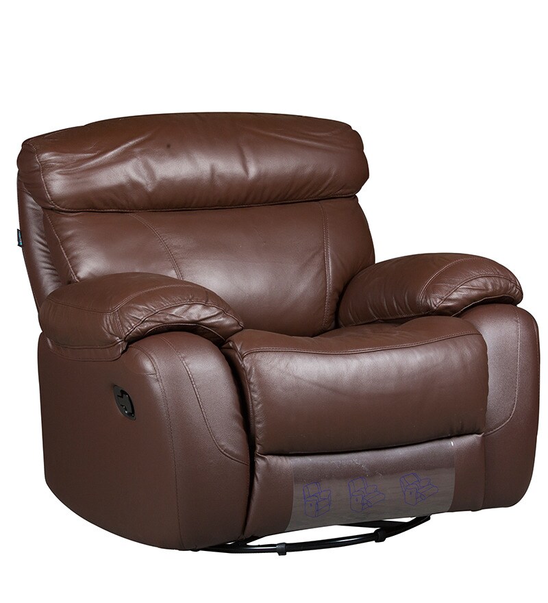Buy Single Seater Half Leather Recliner Sofa in Brown Colour by Star India Online Manual 1