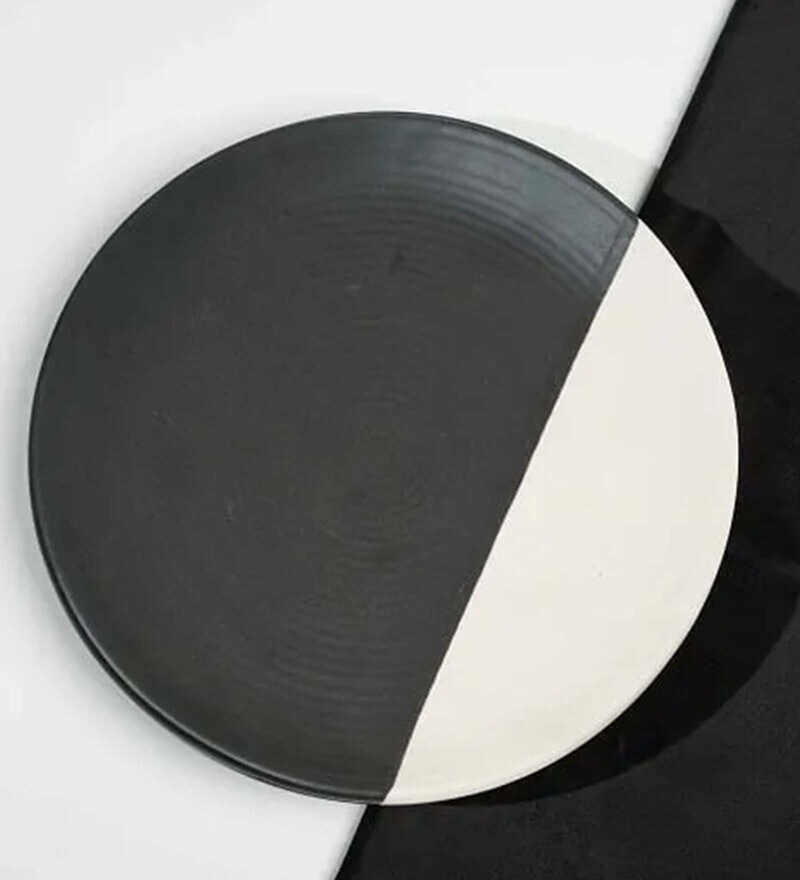 Buy Monochrome (Set of 2) Ceramic Dinner Plate by FolkStory Online