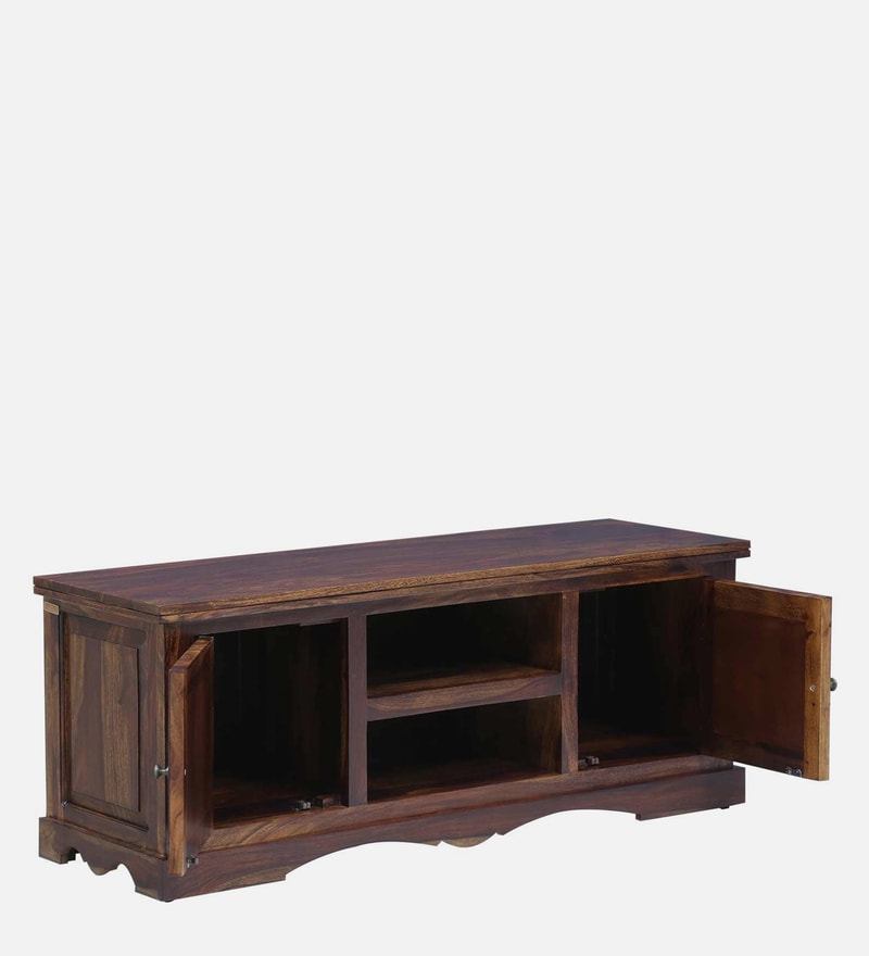 Buy Siramika Sheesham Wood TV Console in Provincial Teak Finish for TVs