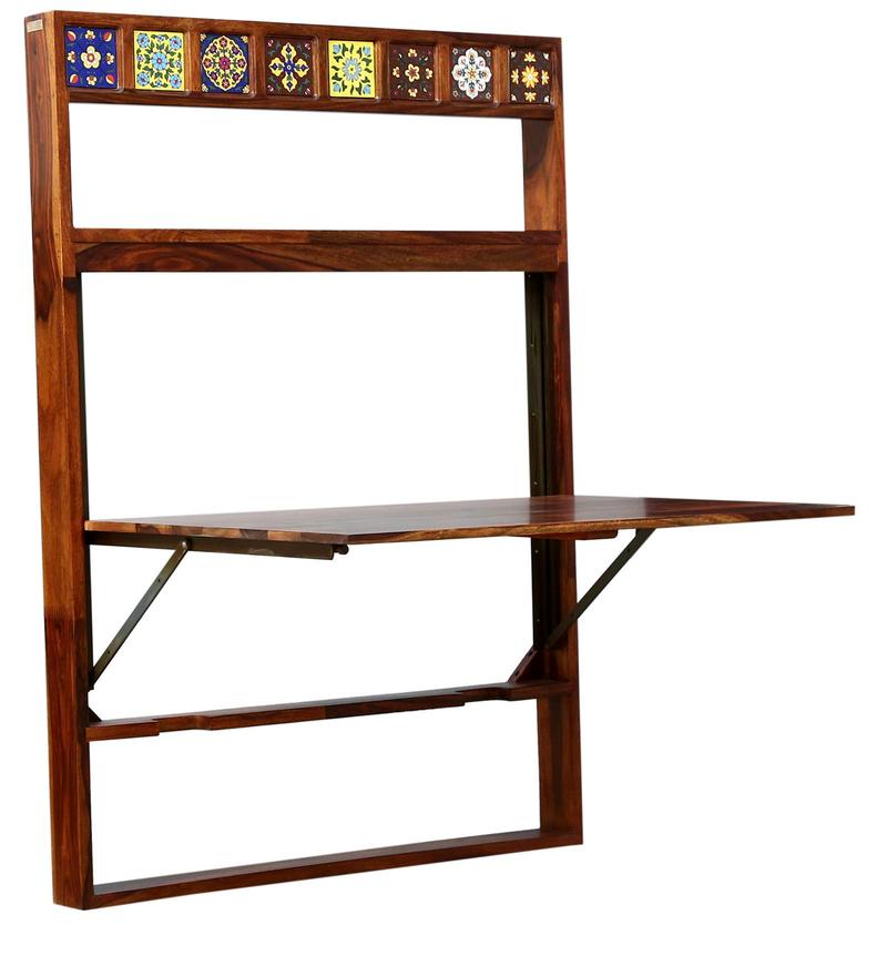 Buy Siramika Solid Wood Wall Mounted Foldable 4 Seater Dining Table In