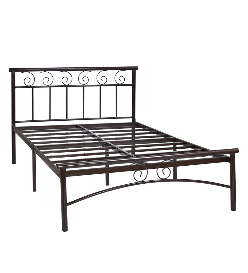 Buy Sistema Single Metal Bed in Char Brown Colour Online Modern Single Beds Beds Furniture