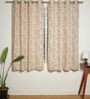 Sicily Cream & Red & Green Cotton 230 GSM  Ethnic 5 Feet Room Darkening Eyelet Window Curtains (2 Pc)