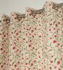 Sicily Cream & Red & Green Cotton 230 GSM  Ethnic 9 Feet Room Darkening Eyelet Long Door Curtains (2 Pc)