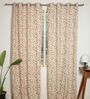 Sicily Cream & Red & Green Cotton 230 GSM  Ethnic 9 Feet Room Darkening Eyelet Long Door Curtains (2 Pc)