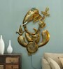 Iron Lord Ganesha Metal Wall Art With LED In Gold