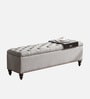 Siena Fabric Tufted Storage Ottoman Ottoman in Light Grey Colour