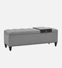 Siena Fabric Tufted Storage Ottoman Ottoman in Light Grey Colour