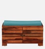 Siena Sheesham Wood Shoe Rack In Scratch Resistant Honey Oak Finish With Sky Blue Cushion