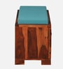 Siena Sheesham Wood Shoe Rack In Scratch Resistant Honey Oak Finish With Sky Blue Cushion