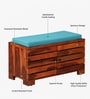Siena Sheesham Wood Shoe Rack In Scratch Resistant Honey Oak Finish With Sky Blue Cushion