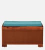 Siena Sheesham Wood Shoe Rack In Scratch Resistant Honey Oak Finish With Sky Blue Cushion
