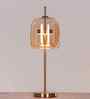 Sienna Amber Glass Table Lamp Gold Metal Body Tri-Color LED Modern Decorative Bedside Lamp