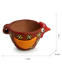Sienna Brown & Fire Yellow Terracotta Pecking Hen Handpainted Desk Pot
