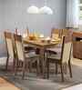 Sierra 6 Seater Dining Set With Cushioned Seats In Brown & Beige Color