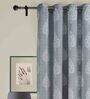 Grey Traditional Polyester 7 Ft Blackout Eyelet Door Curtains (Set of 2)