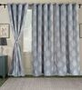 Grey Traditional Polyester 7 Ft Blackout Eyelet Door Curtains (Set of 2)
