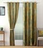 Multicolor Floral Polyester 5 Ft Blackout Eyelet Window Curtains (Set of 2)