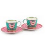 Izzhaar Signature 200ml   Pink & Green ceramic (Set of 2) Tea Cup & Saucer Set