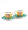 Izzhaar Signature 200ml Green& Yellow ceramic (Set of 2) Tea Cup & Saucer Set