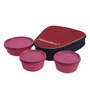 Signoraware Sleek Lunch Box w Bag, Pink, Set of 3