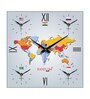 Silent Movement Multicolour MDF World Wall Clock