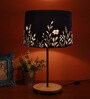 Silhoutte Black Polyester Shade Table Lamp with Wood Base