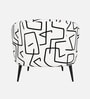 Silhoux Arlo Abstract Linear Premium Polyester Fabric Accent Chair In White And Black Colour