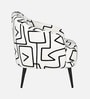 Silhoux Arlo Abstract Linear Premium Polyester Fabric Accent Chair In White And Black Colour