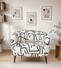 Silhoux Arlo Abstract Linear Premium Polyester Fabric Accent Chair In White And Black Colour