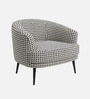 Silhoux Arlo Classic Houndstooth Premium Polyester Fabric Accent Chair In White And Black Colour
