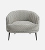 Silhoux Arlo Classic Houndstooth Premium Polyester Fabric Accent Chair In White And Black Colour