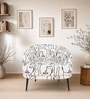 Silhoux Arlo Modern Muse Premium Polyester Fabric Accent Chair In White And Black Colour